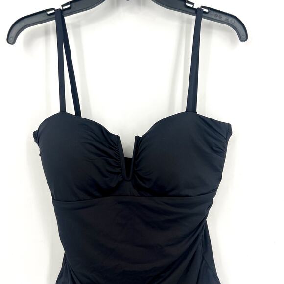 LAUREN RALPH LAUREN Solids V Wire One Piece Swimsuit Size 14 Black NWT - Picture 7 of 12